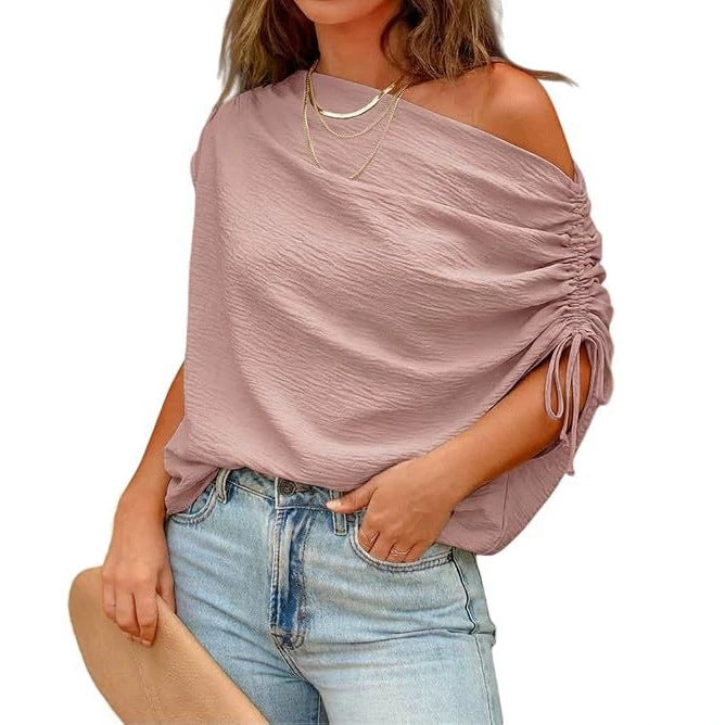 T-shirt hors-épaule Top avec une touche design pour les femmes porter