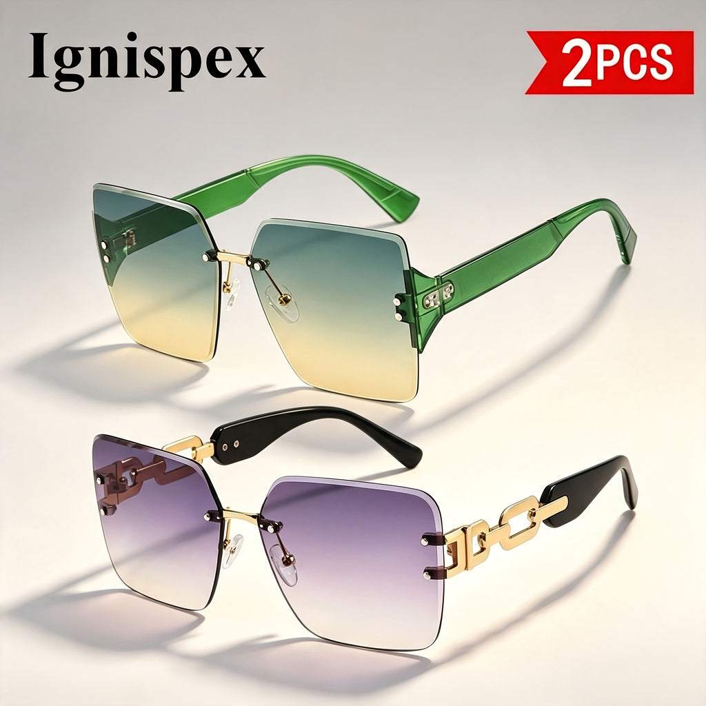 Lunettes de soleil carrées 2 paquets sans vis pour femmes