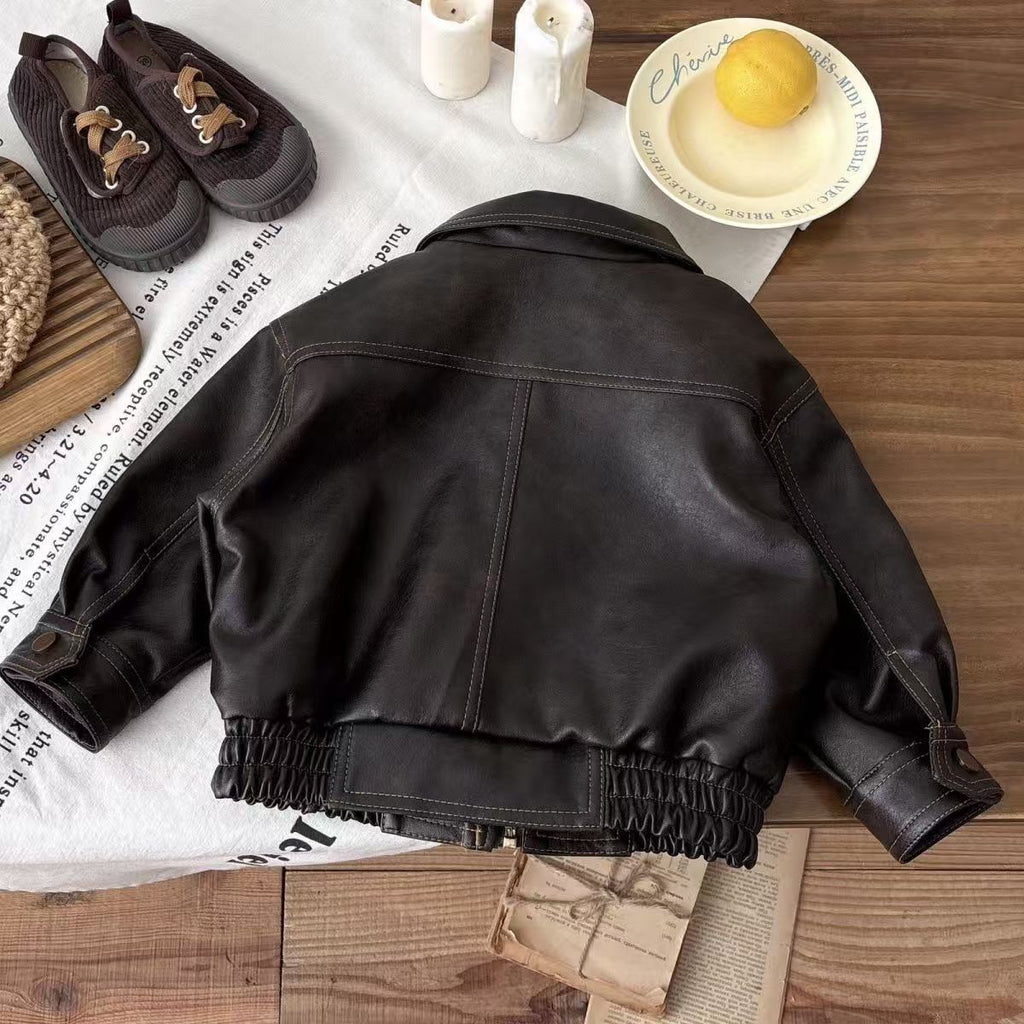 Haut de veste en cuir pour enfants