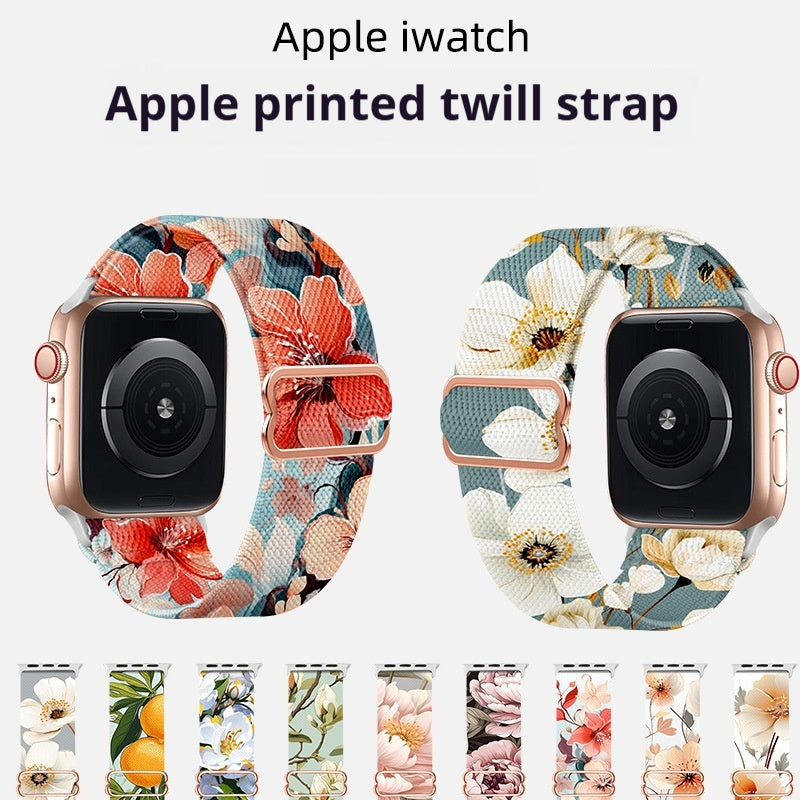 Montre en nylon imprimé en boucle réglable de style ethnique