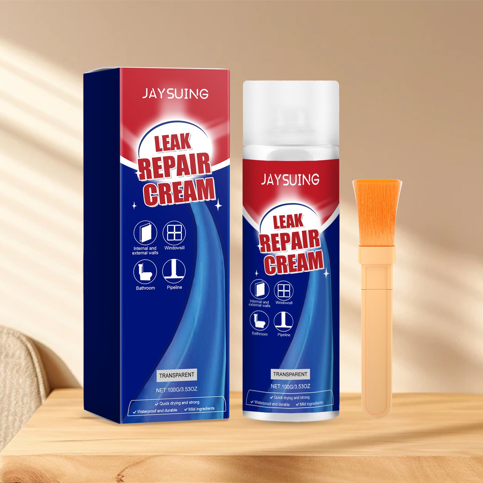 Pinceau de réparation d'épreuve de fuite blanc 1 00g Bouteille-1 Brush-1box