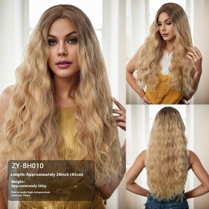 Wig Simulation Hairline Women's Team Anchor 60cm Micro-volume Long Headgear