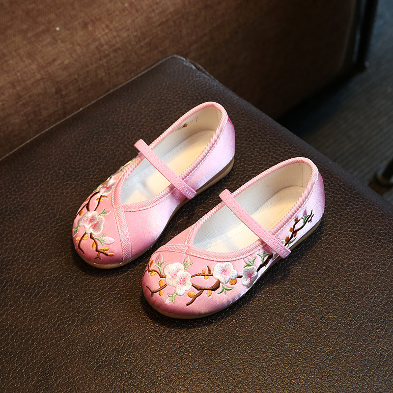 Chaussures de vêtements brodés simples et polyvalentes pour enfants