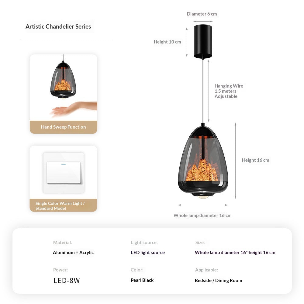 Lampe mini pendentif réglable à la main côté lit léger