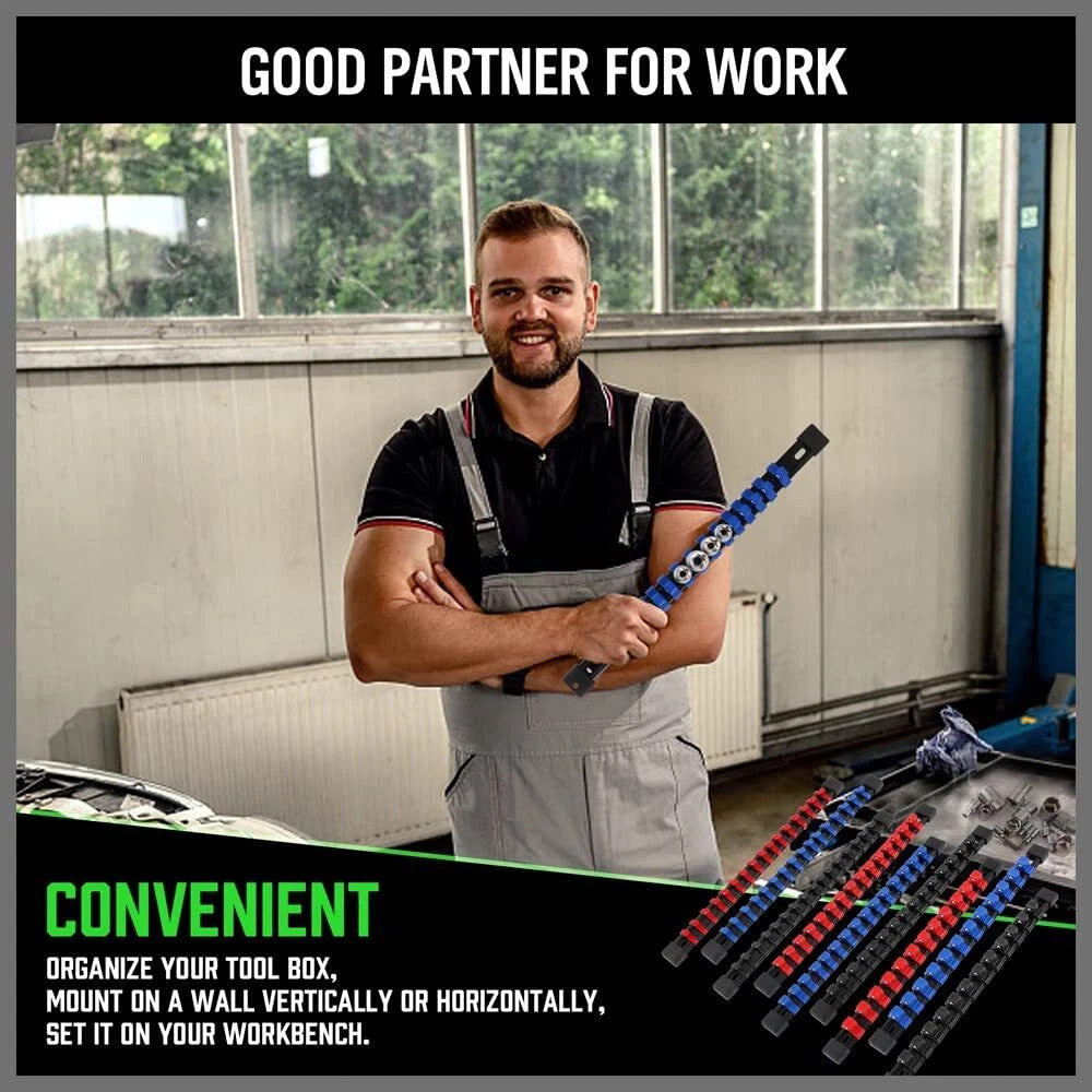 9PCS Support de rangement de rail de socket Set de rangement 1-2 en 3-8 en 1-4 en ABS
