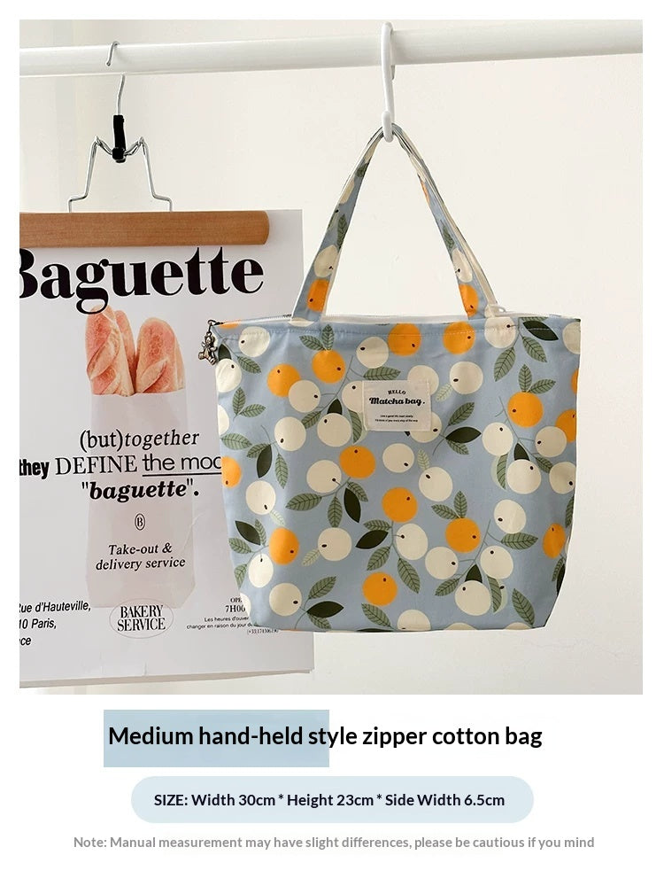 Camellia Grande et moyenne zipper femmes coton léger été sac à main