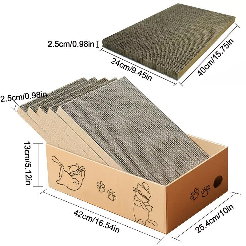 5X Cat Box Scratcher Scratching Board Heavy Duty Corrugated Cardboard Kitten UK