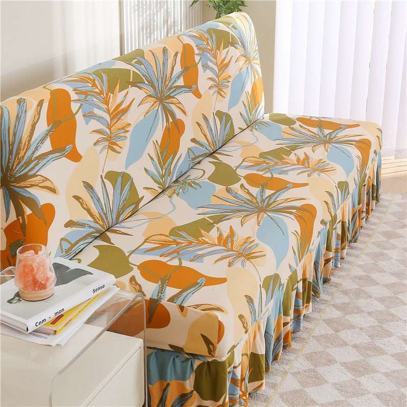 Slipcover stretch pour un lit sans bras encaissant simple simple housse de canapé pliable avec jupe