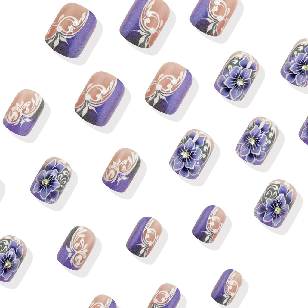 Stickers Gris violet de style européen de la ligne Flower Design Porter des ongles Armor