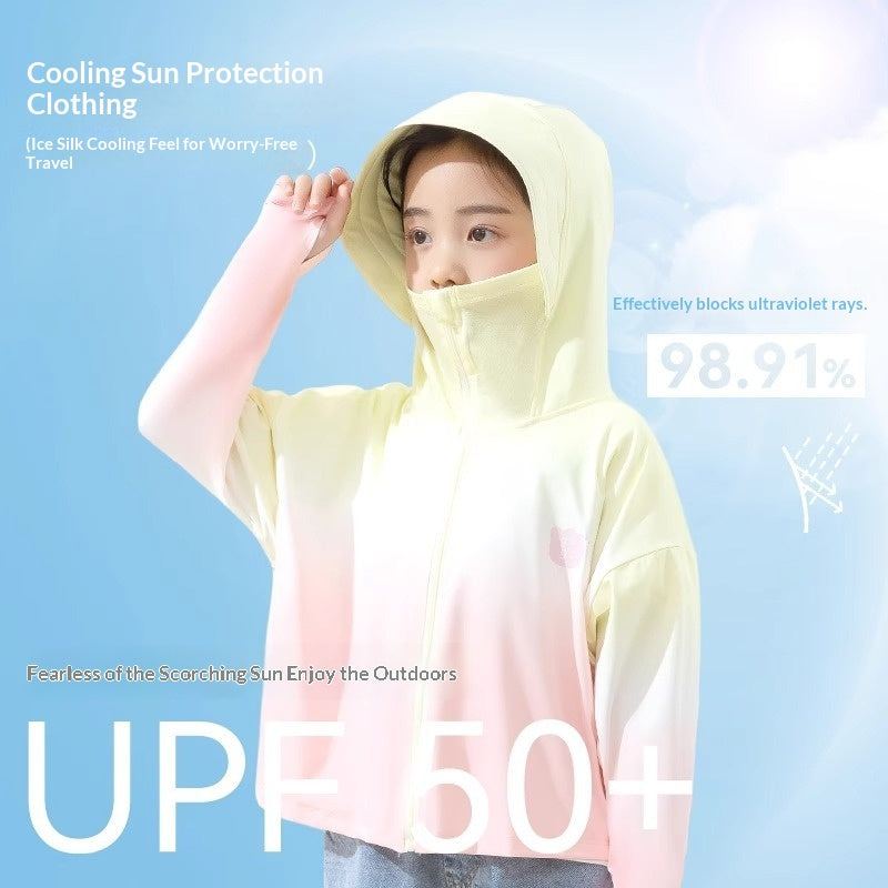 Enfants Gradient Summer Ice-Silk Cooling Veste Vêtements de protection solaire