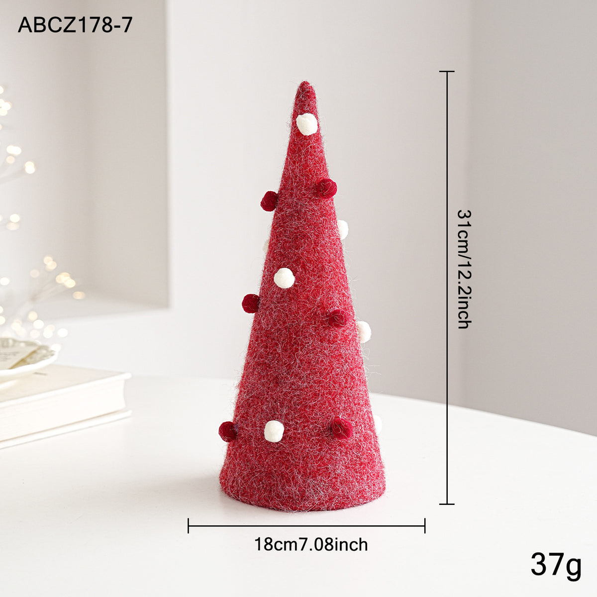 Ornement d'arbre de Noël feutre et pompon en plastique