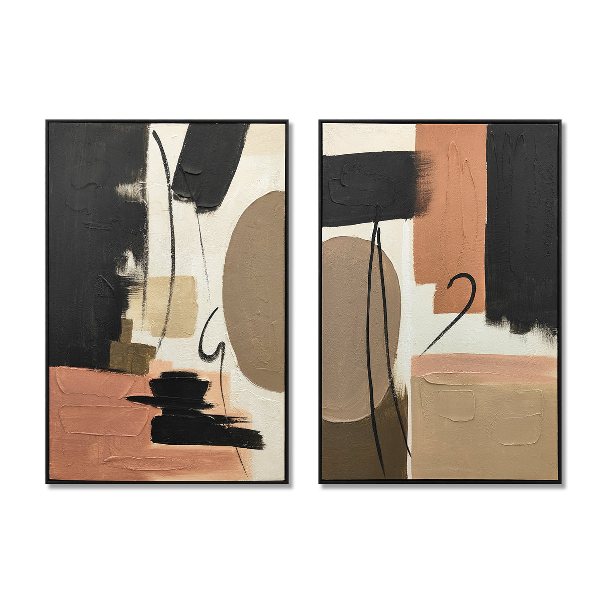 24x36 Ensemble de 2 Art de mur abstrait encadré