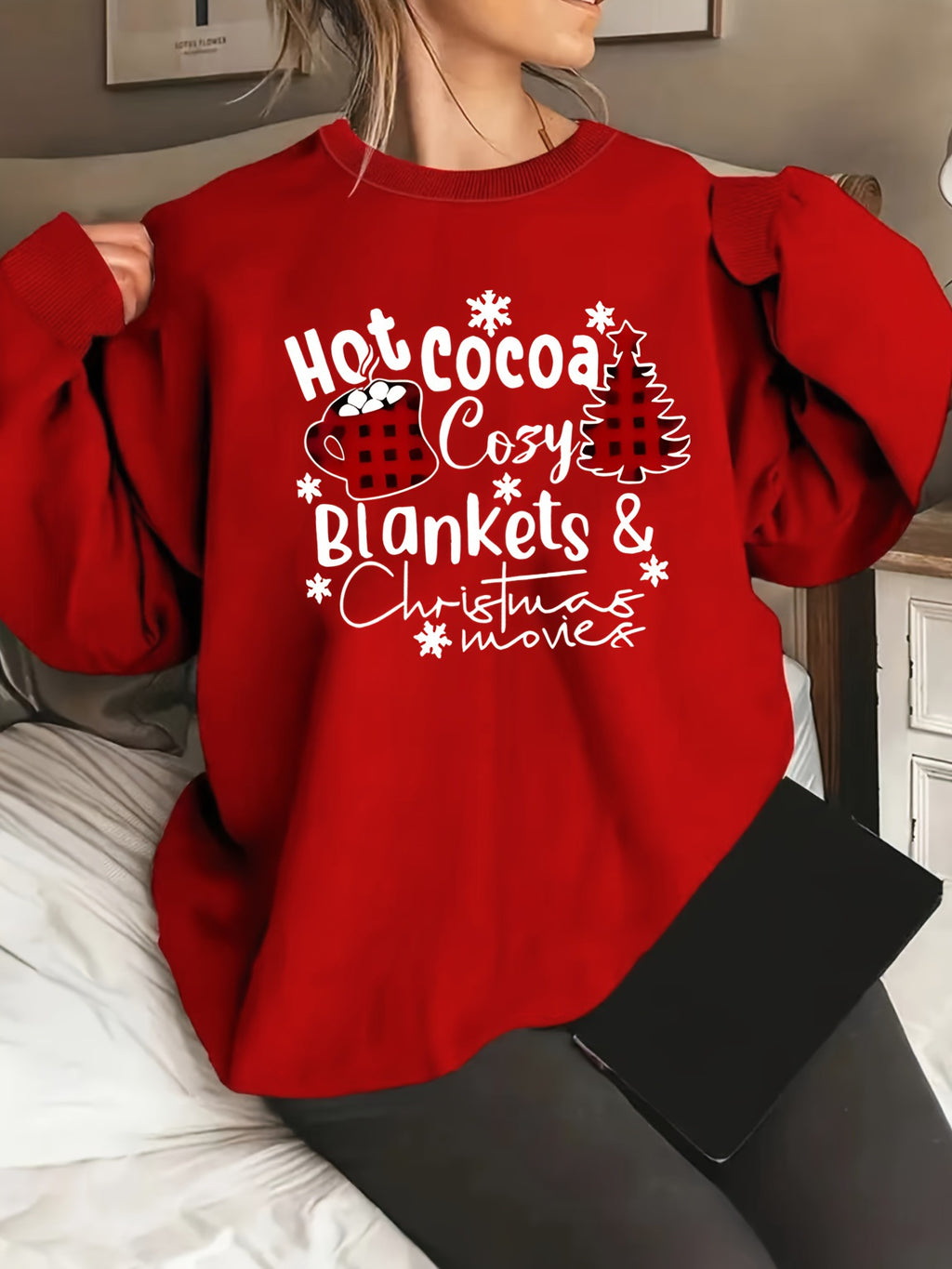 Sweatshirt imprimé pour femme à thème de Noël