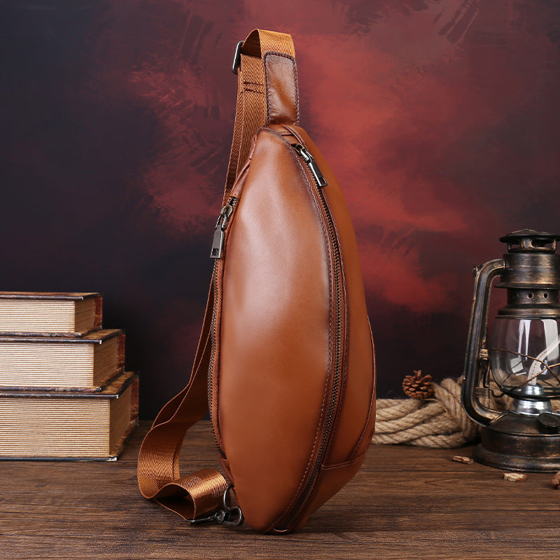 Cuir Mode Chest Hommes Sac à dos en cuir Sac à dos