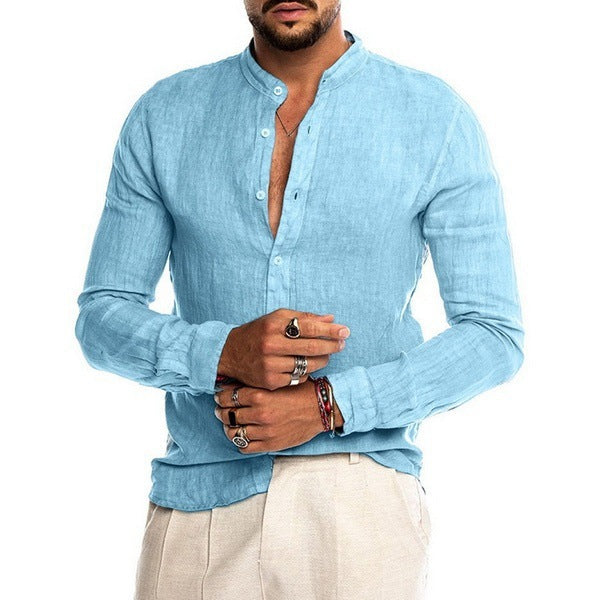 Linge de maison à col V Cardigan Manches longues Chemise Homme