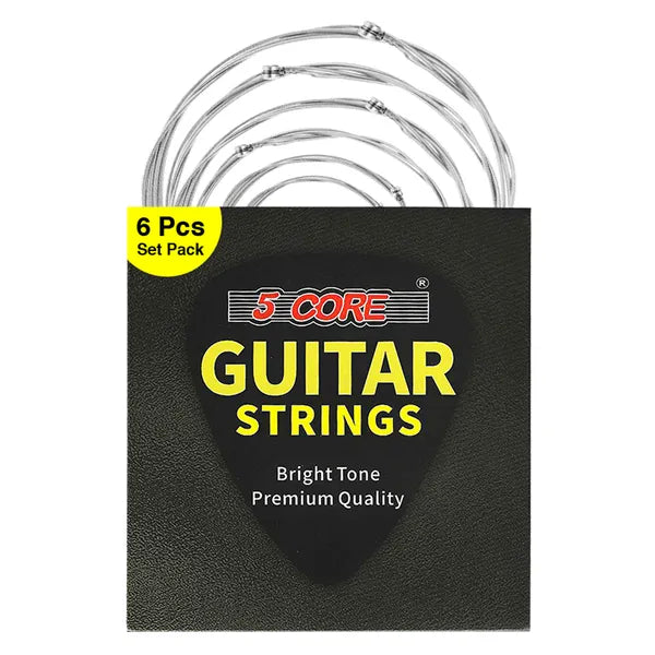 5 Core Acoustic Guitar 6 String Set Light Gauge Steel Carbon Core Bright Powerful Tone Hea