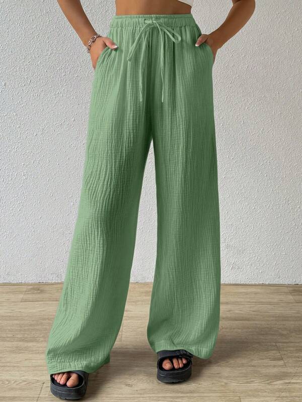 L'Europe et les États-Unis Amazon Fashion Women's Elegant Joker Elastic Casual Solid Col
