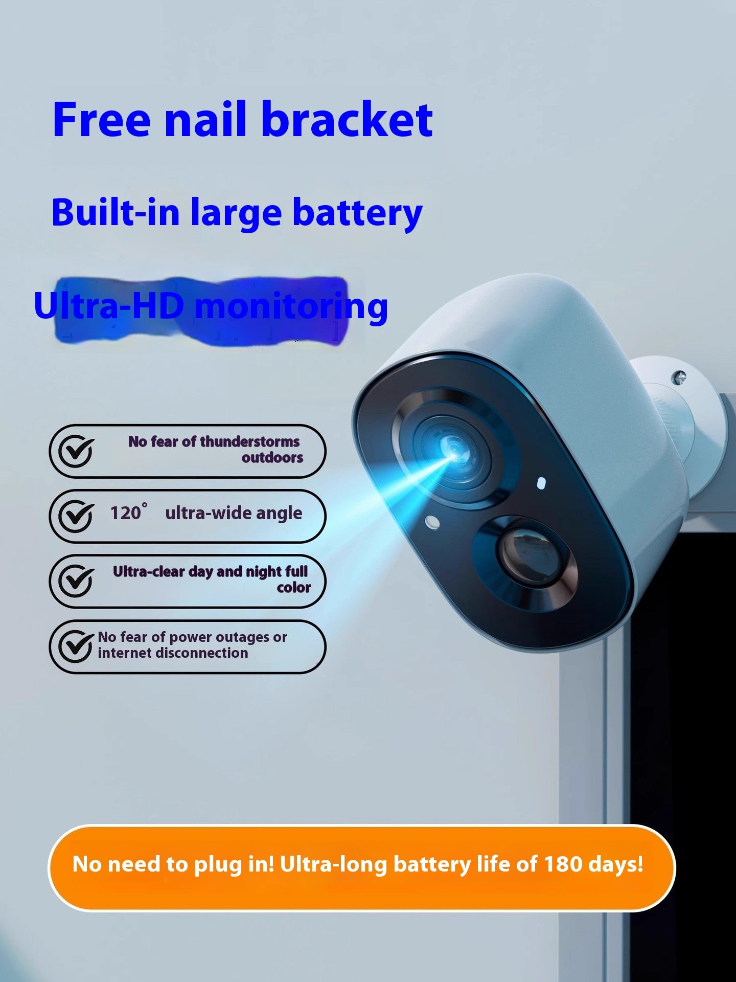 Caméra de surveillance de la batterie Connexion Wifi sans fil Téléphone mobile Remote Plug-in Punch-fre