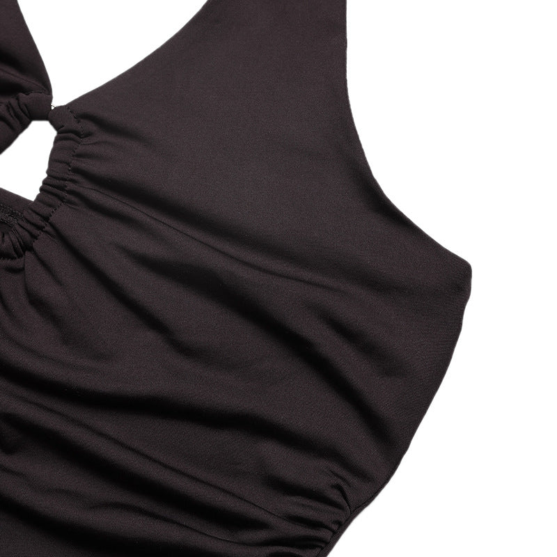 Femme Sexy Deep V-Neck Bodyless Body with Tight Fit and Halter Neck Design