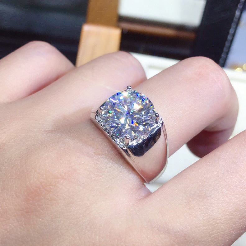 Hommes 5 Karat Huit coeurs et huit flèches plaqué PT950 Simulation Moissanite Anneau ouvert