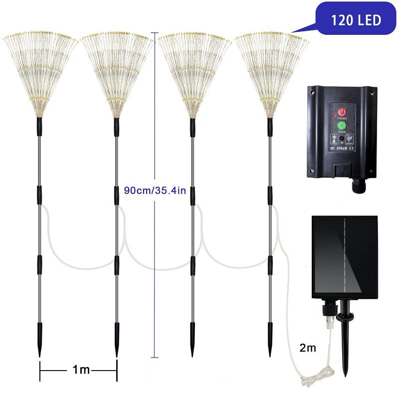 Solar Fireworks Lampe Faites glisser une sortie de pelouse imperméable