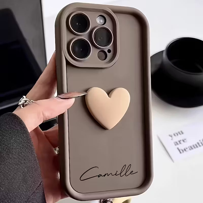 Simple et élégant cas de téléphone anglais avec cœur 3D