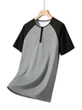 20266 T-shirts homme de mode col rond Slim Fit - Multicolore Patchwork Basic Loose-Fit All-