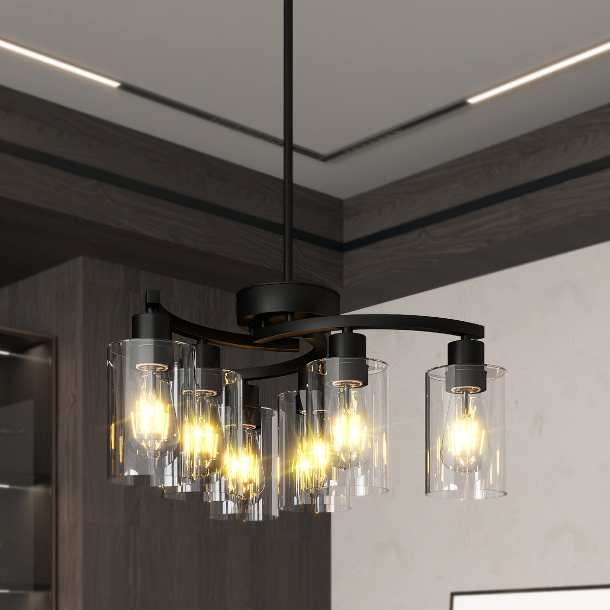 6-Light Modern Farmhouse Black Chandelier