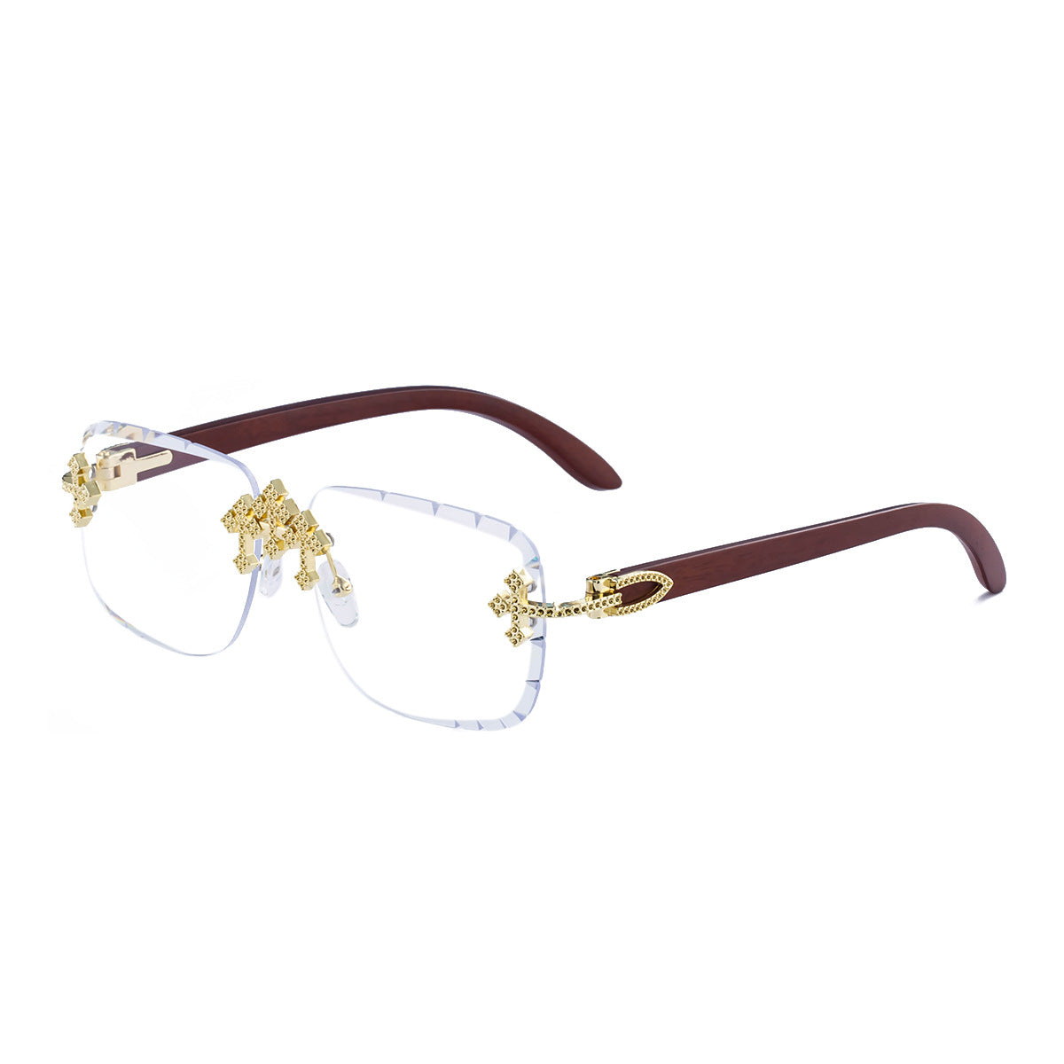 Lunettes de soleil européennes et américaines rétro sans cadre pour les hommes avec des bords diamantés et l'imitation