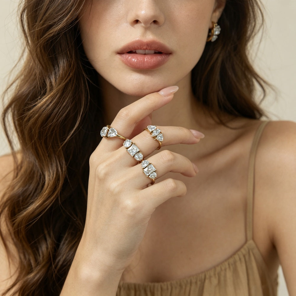 Anneau de titane en acier inoxydable Zircon pour femmes