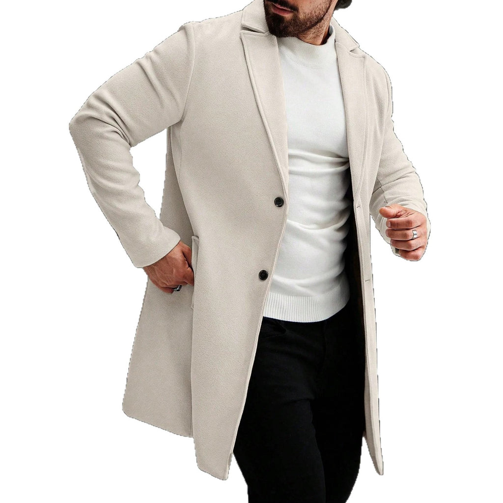 Manteau mi-long en laine de couleur solide
