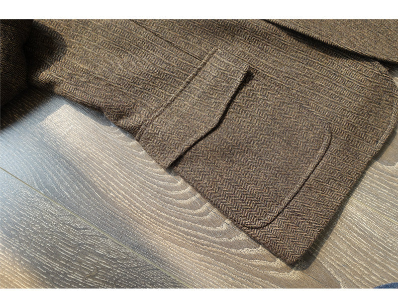Style américain Vintage Herringbone Tweed lourd poids veste de travail en laine