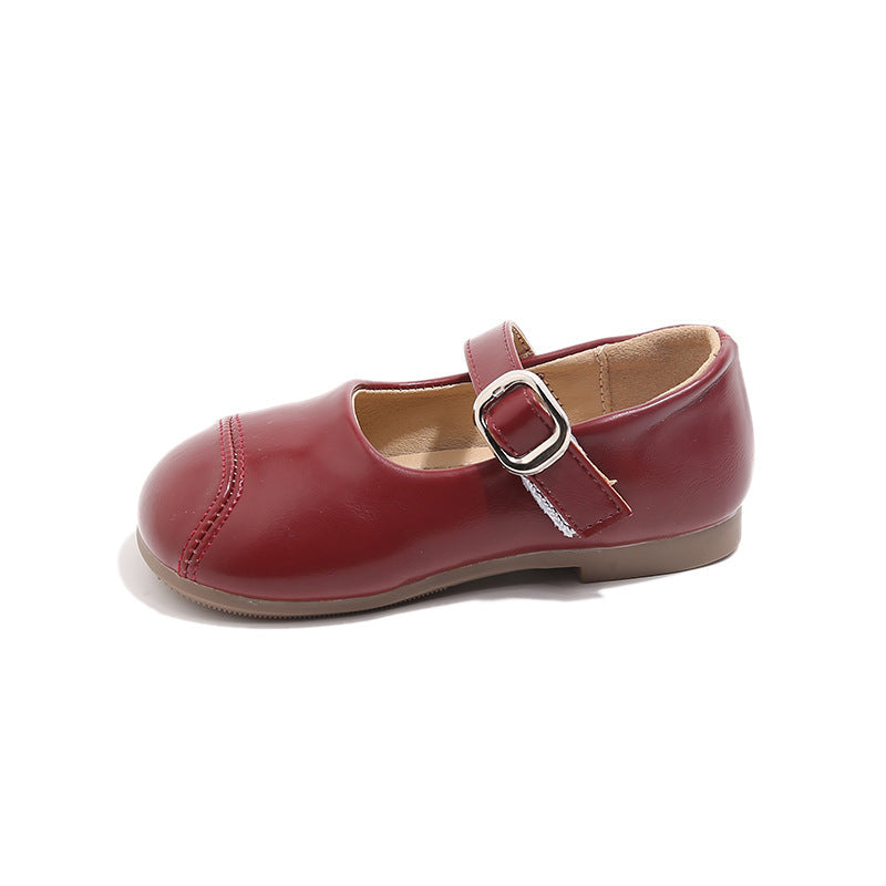 Chaussures en cuir simples et polyvalentes pour petites filles