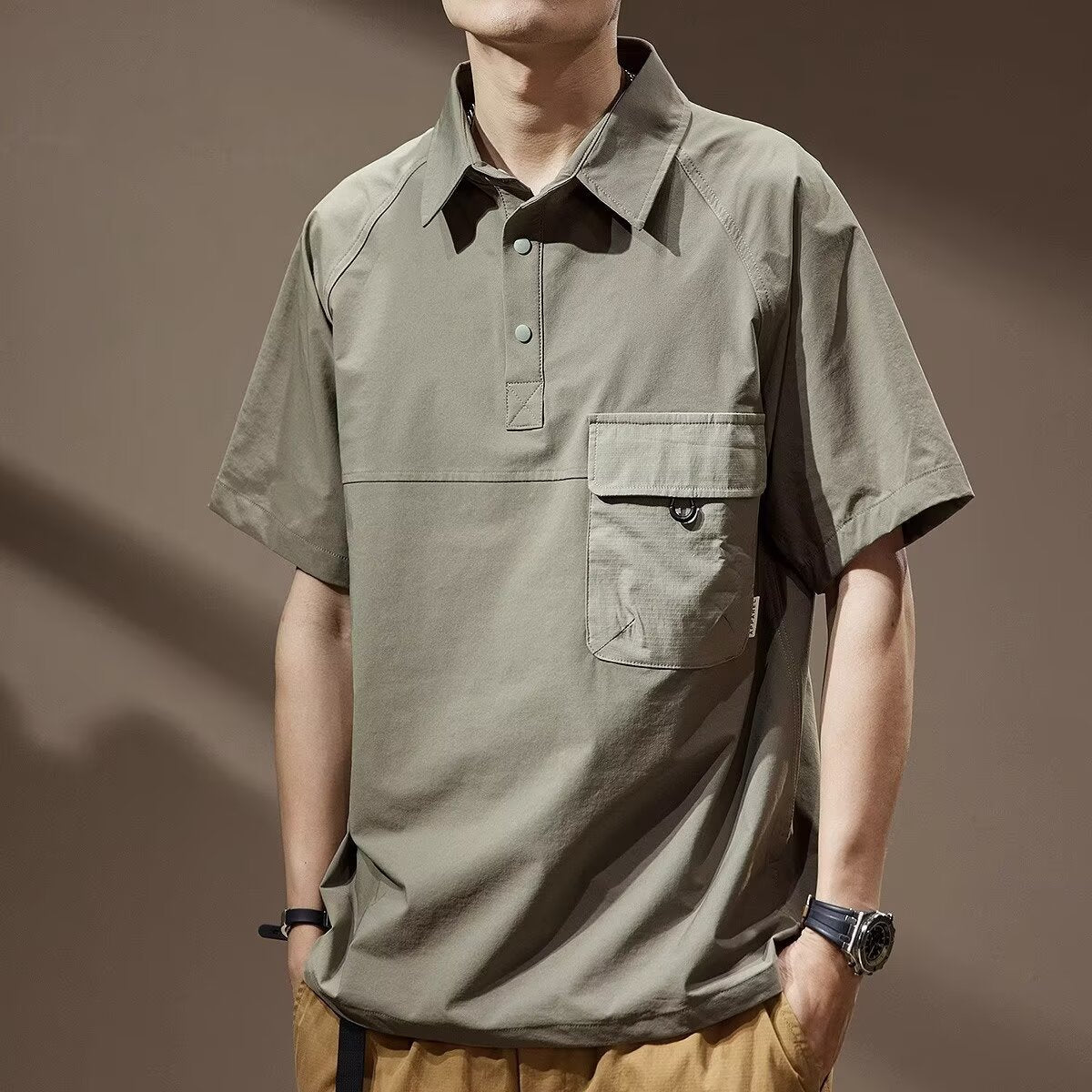 T-shirt tendance Lapel rétro homme