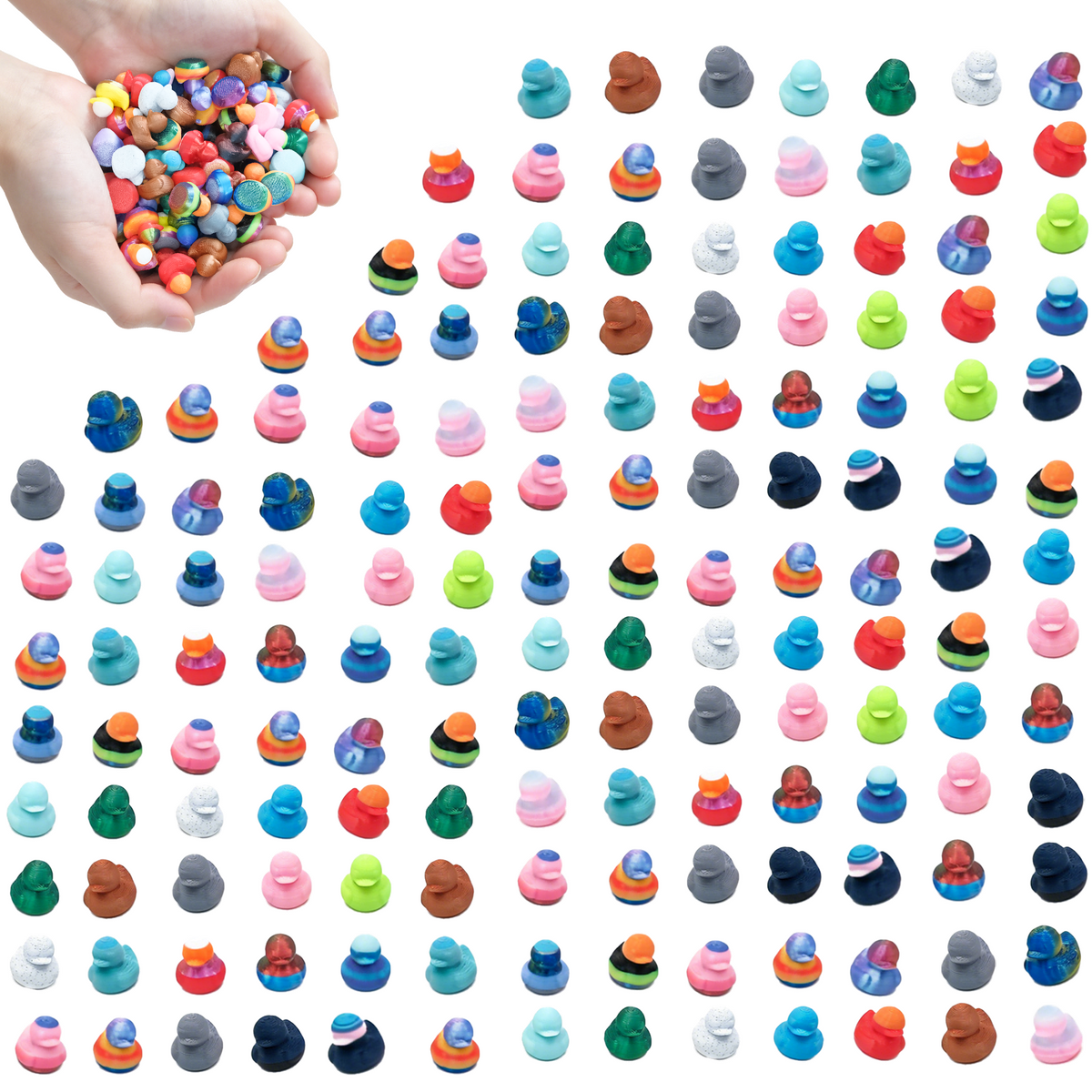 150PCS Mini Figurines de canard imprimées 3D