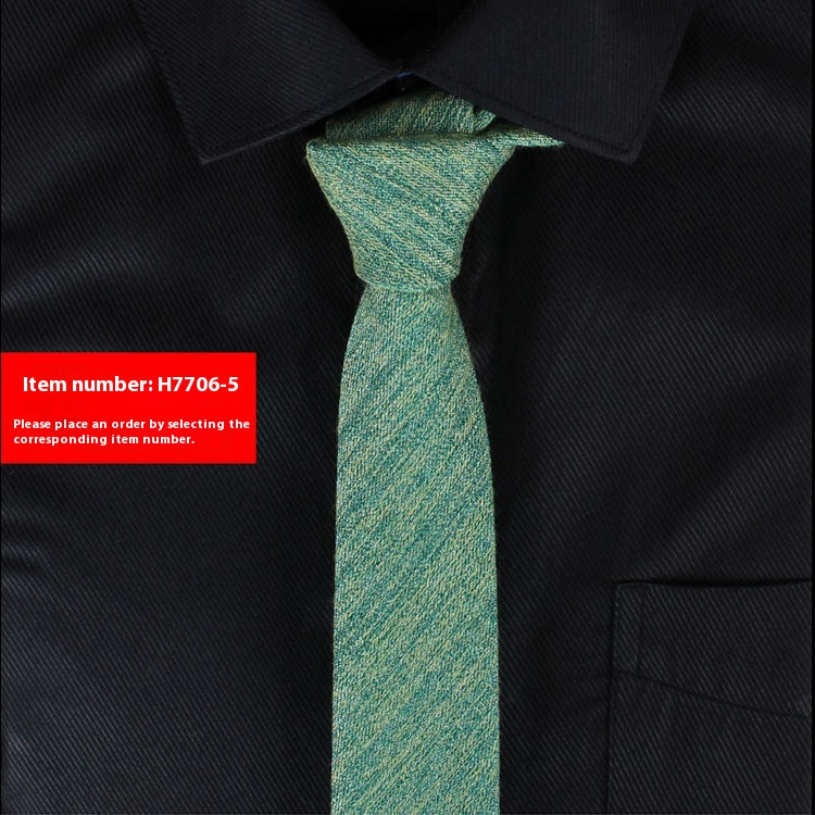 Solide Couleur Coréen Style Narrow Coton Homme 6cm Formel Porter Affaires Casual Mariage Tie