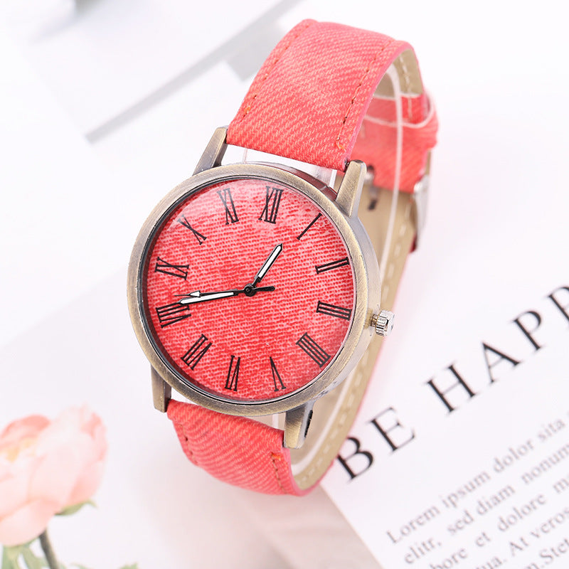 Montre Quartz Ceinture Denim Casual Femme