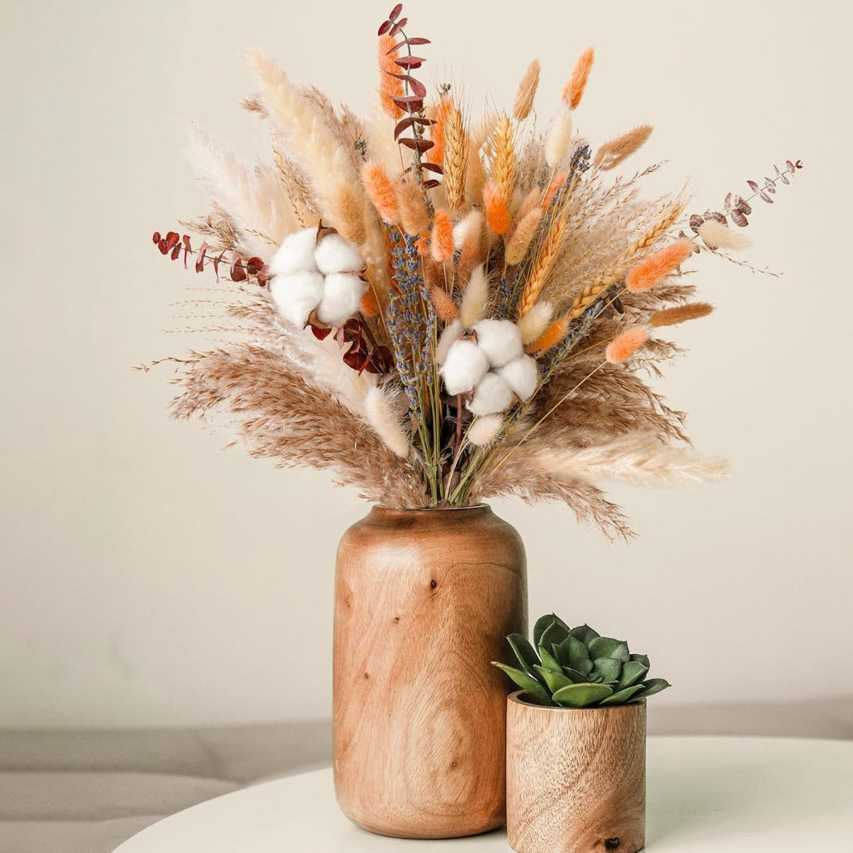 Bouquet de fleurs séchées à l'automne de 84 piece – Boho Fall Decor avec l'herbe de pampas