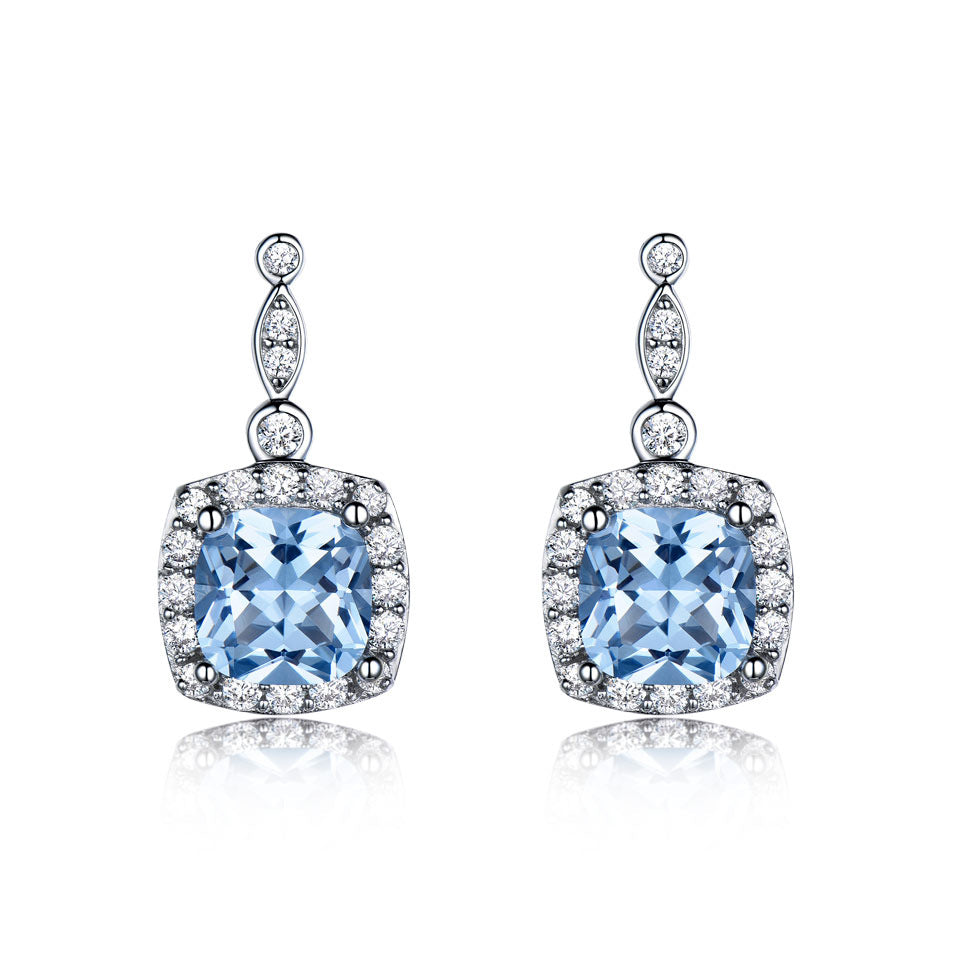 925 Collier en argent sterling Sky Blue Topaz Four-Piece Set