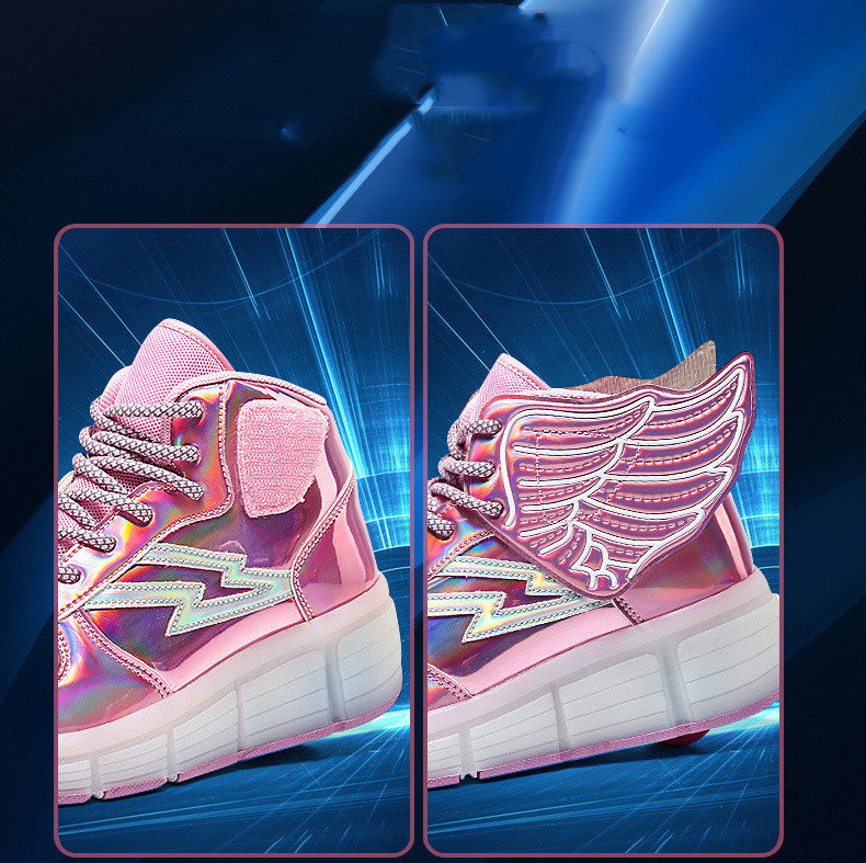 Double Roue Led Lumière Chaussures Roue Étudiant Roller Patins