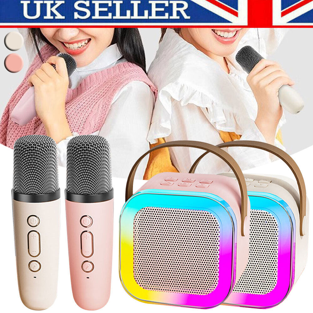 Haut-parleur Bluetooth Mini Karaoké pour enfants portables avec 2 microphones sans fil pour garçons