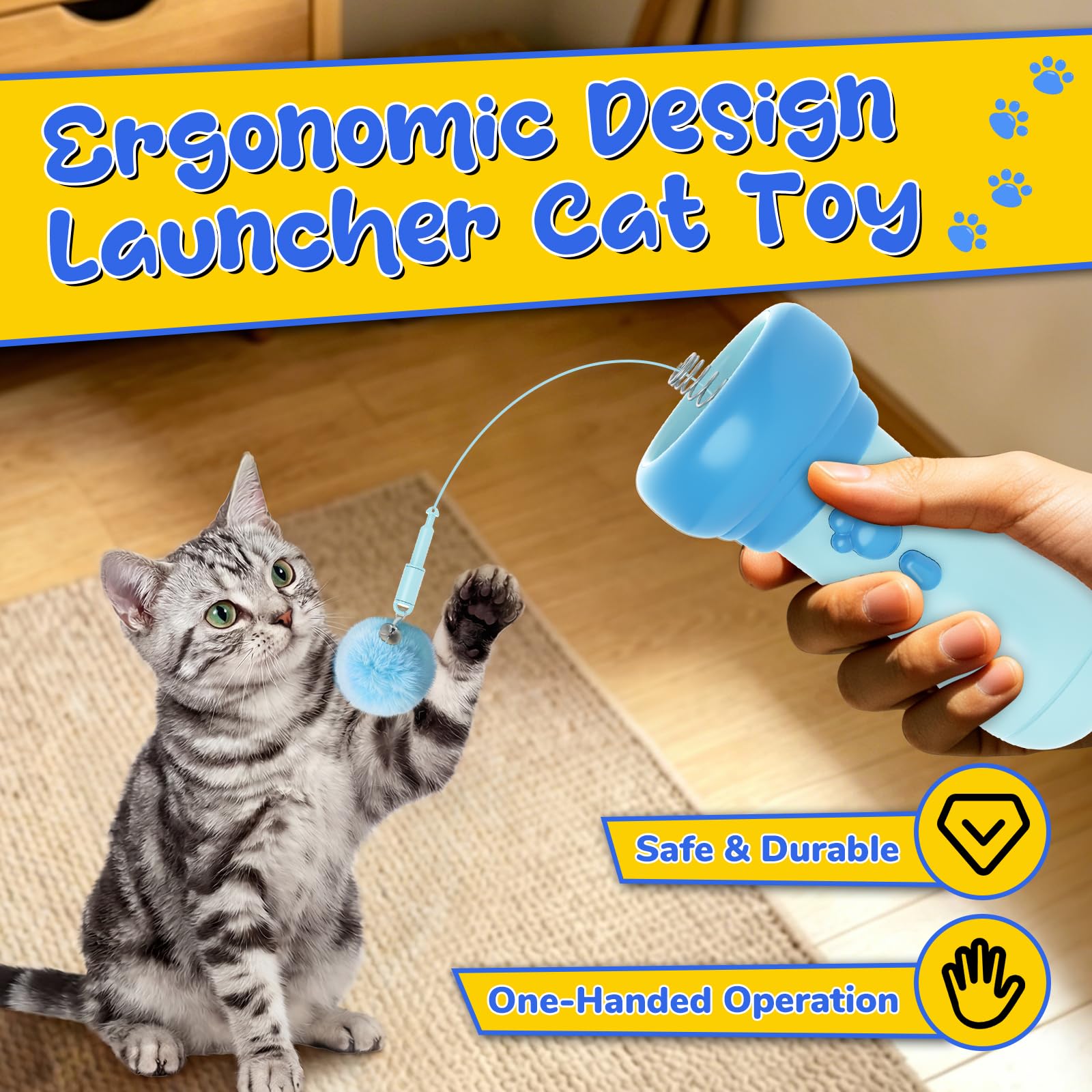 Jouet de chat interactif pour l'intérieur avec bal de lancement One-Click Recycling Chasse interactive