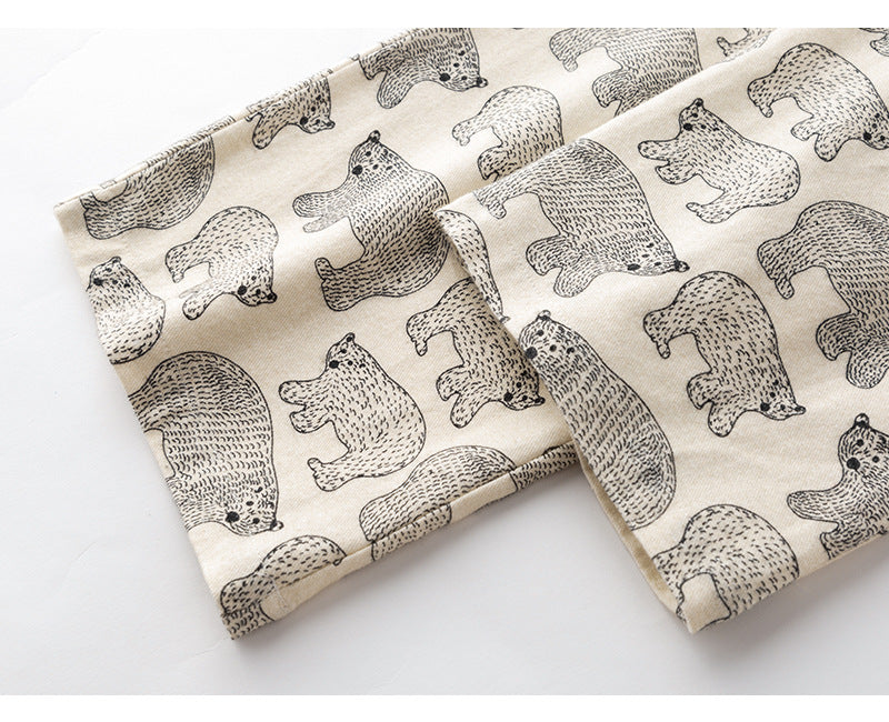Polar Ours imprimé chaud brossé Flannel Pure Cotton Couple Maison Porter la combinaison