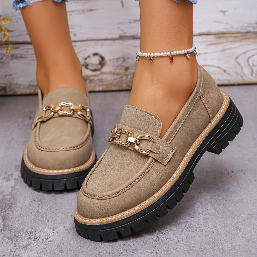 Chaussures élégantes de style britannique pour femmes à talon de bloc