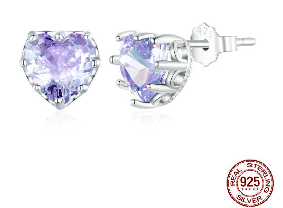 S925 Argent Sterling Décembre Love Boucles d'oreilles en pierre de naissance