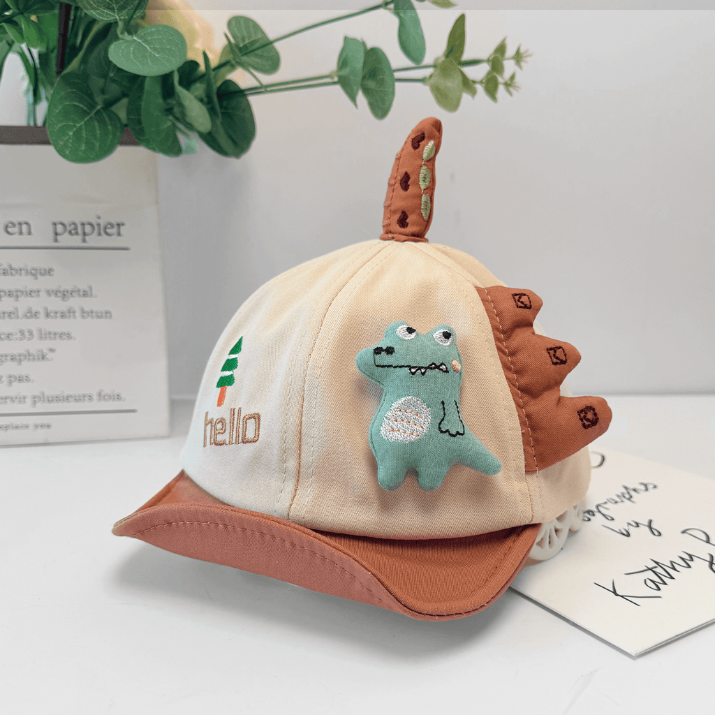 Trois dimensions Cartoon bébé Dinosaure Soft Cap avec brim et les oreillettes été automne Ligh