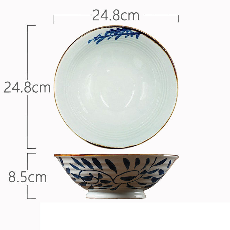 Couleur sous glaçure à haute température Peint à la main en céramique Cross Grain Bowl