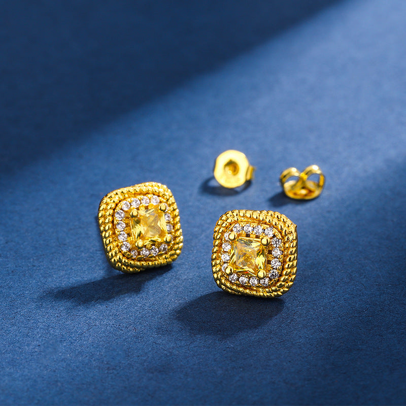 Bagues d'oreilles simples pour femmes Petits cubes de sucre