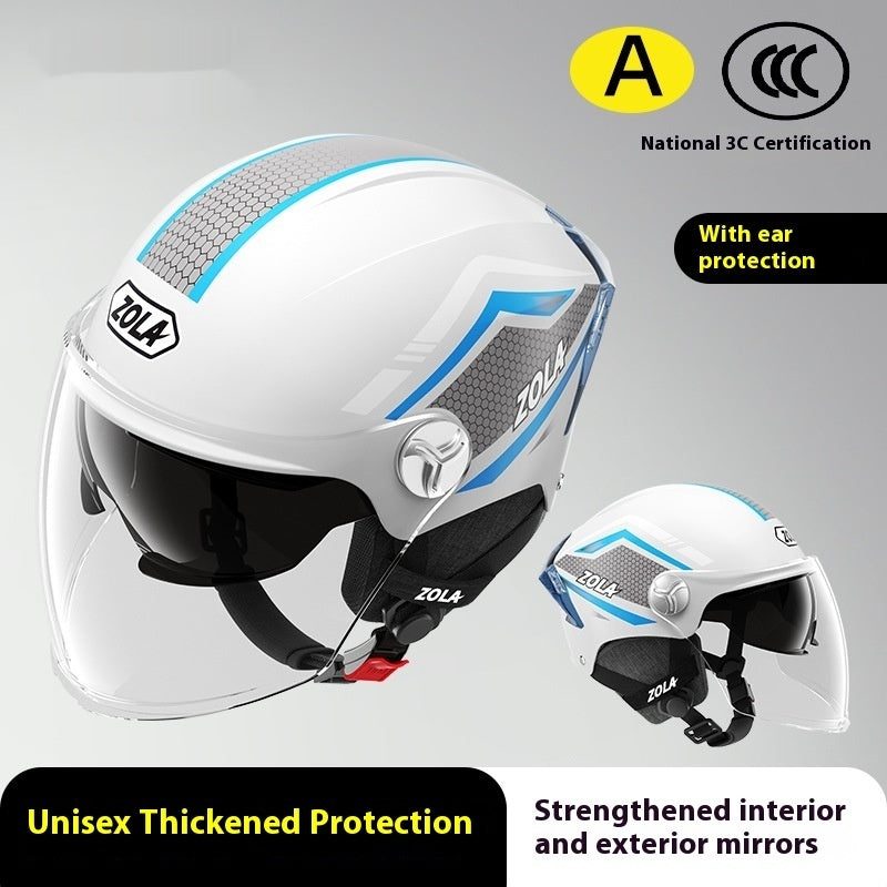 Moto de batterie pour hommes et femmes Quatre saisons Universal Sun Protection Half Helmet
