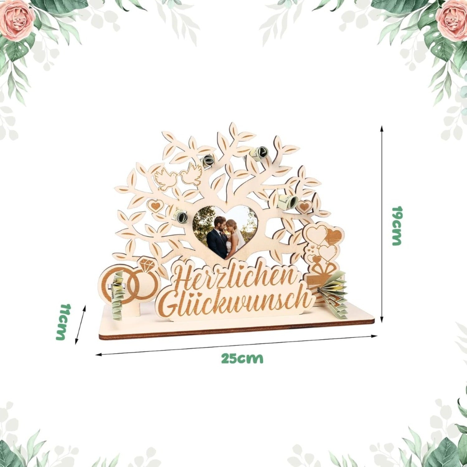 Argent de mariage Cadeau en bois Argent Arbre cadeau Arbre de vie Décoration de table Arbre de mariage Creat